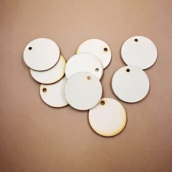 (100 шт./лот) круг с одним отверстием, деревенское ожерелье, деревянные диски, бирки для дисков, принадлежности, вырезанные на заказ свадебные деревянные круги