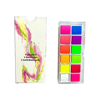 12 Цветов Набор Однотонных Акварельных красок Флуоресцентный Цветной Художник Художественный Набор для рисования на ткани Бумаге Поделки для ногтей