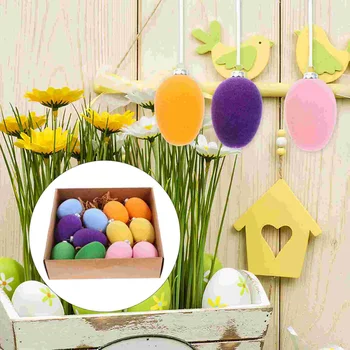 12шт Пасхальных подвесных яиц, весенний фермерский дом, Пасхальные елочные украшения (разноцветные)