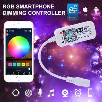 16 миллионов цветов, Wifi RGB / RGBW LED контроллер, управление смартфоном, музыка и режим таймера, домашний мини-wifi led rgb контроллер