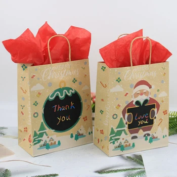 16шт Сумочка из крафт-бумаги, подарочная коробка, Санта, Сделай САМ, Граффити, конфеты, Шоколадное печенье, Сумка для домашней вечеринки, Веселое Рождественское украшение