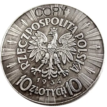 1934 Польша 10 Злотых Посеребренная Копировальная монета