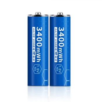 2 шт./лот Оригинальная аккумуляторная батарея 1.5 V AA 3400mWh USB-литиевая аккумуляторная батарея быстрая зарядка через кабель Micro USB
