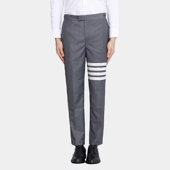 2023 Мужские модельные брюки в корейском стиле, приталенные, узкие, в 4 полосы, костюмные брюки высокого качества, деловой костюм, повседневные брюки