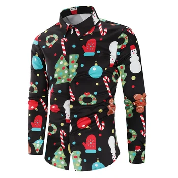 2023 Новая рождественская рубашка с цифровой 3D-печатью, мужская осенняя рубашка с длинными рукавами, мужская забавная рубашка с принтом, топы S-6XL