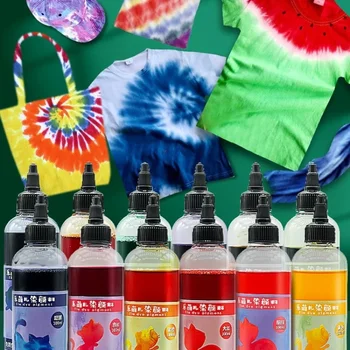 250 мл Большая бутылка пигмента Tie-dye, 12 цветов, детская ткань с граффити ручной работы, Квадратное полотенце, Специальный красящий пигмент