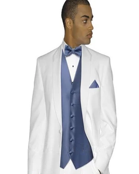 3 шт. Куртка, брюки, жилет, сшитые на заказ свадебные костюмы, белые мужские костюмы, приталенный смокинг, блейзер, брюки, одежда для жениха, одежда для вечеринок