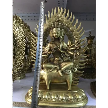30 см Китайский Буддизм Чистая Бронза Статуя Бога-Богини Маричи Боддхисаттвы Верхом на Свинье