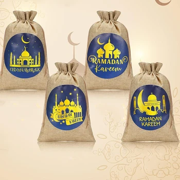 5шт луна звезда мечеть Ид Мубарак Рамадан Карим подарочные пакеты для подарков Ид аль-Фитр Аль-Адха Мусульманский исламский Ифтар вечерние украшения