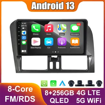 Android 13 Восьмиядерный Для Volvo XC60 2014-2017 Carplay Автомобильный Радиоприемник Vedio Стерео Мультимедийный Плеер GPS Навигация 4G LTE WIFI Без DVD