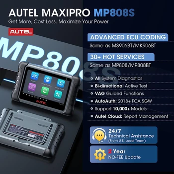 Autel MaxiPRO MP808S Диагностический Сканер С Двунаправленным Управлением OBD2 Автомобильный Сканер ECU Coding Диагностический Инструмент Обновления на 2 года
