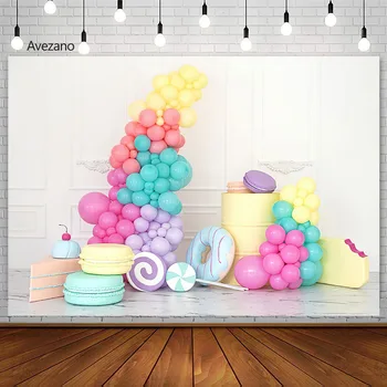 Avezano Lollipops Donuts Girl Birthday Background Для фотосъемки Розовых воздушных шаров, фонов для портретов новорожденных, реквизита для фотостудии