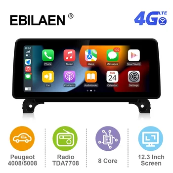 EBILAEN Android 12 12,3 Дюймов Для Peugeot 4008 5008 3008 Автомобильный радиоплеер GPS Стереосистема 2K 1920*720P 4G WIFI Восьмиядерный FM GPS