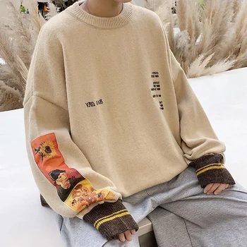 Homme Van Трикотажный хлопковый осенний пуловер Gogh с вышивкой в стиле хип-хоп, винтажный мужской свитер в стиле хип-хоп 2022