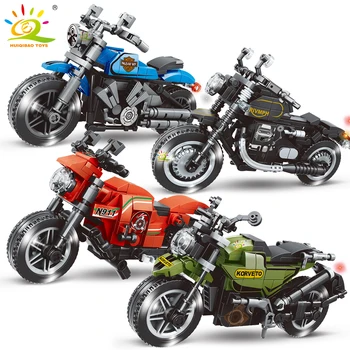 HUIQIBAO MOC Speed Champions Мотоцикл Авто Мото Автомобиль Строительные блоки Набор Кирпичей Строительная игрушка для детей Подарок для игры мальчику