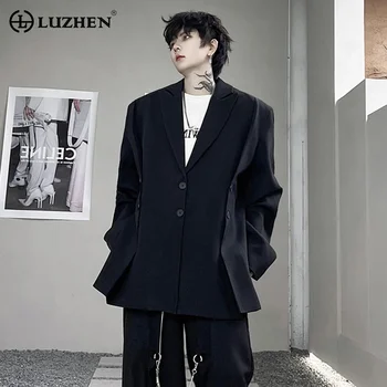 LUZHEN 2024 Весна Новый Модный Элегантный Дизайн Сращивания Повседневный Блейзер Пальто Мужская Мода Корейская Свободная Куртка С Наплечниками 58da94