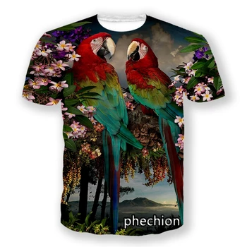 phechion, новая мода для мужчин/женщин, повседневная футболка с 3D принтом pretty parrot art, спортивные летние топы в стиле хип-хоп, L104