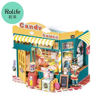 Rolife DIY Мини-Кукольный Домик Модельные Наборы DIY Кукольный Домик Rainbow Candy House Детский Миниатюрный Фантазийный Кукольный Домик Деревянный Комплект Игрушек DG158