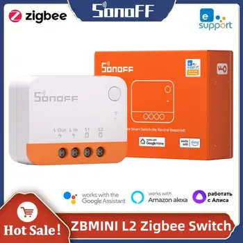 SONOFF ZBMINI L2 Zigbee Smart Switch Модуль Умный Дом Не Требуется Нейтральный провод Управление приложением eWeLink Через Alexa Google Home Alice