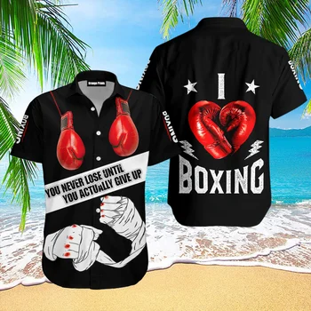 Tessffel Boxing Fighter Спортсмен Пользовательское Имя 3DPrint Гавайские Рубашки Пляжные Рубашки Летние Harajuku Повседневная Забавная Уличная Одежда 1A