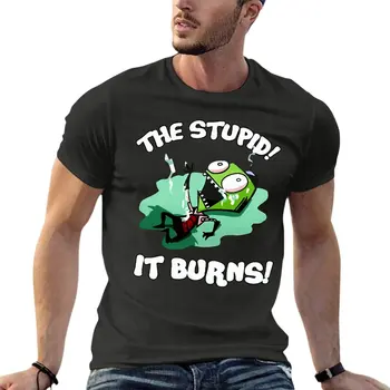 The Stupid It Burns – Футболка Invader Zim Оверсайз, Персонализированная Мужская одежда, Уличная Одежда С Коротким рукавом, Топы Большого размера, Футболка