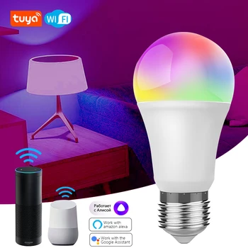 Tuya 9 Вт WiFi Умная Светодиодная лампа 110-240 В E27 RGBCW Лампа с Регулируемой яркостью Приложение Smart Life для Google Home Assistant Echo Alexa RGB + CCT