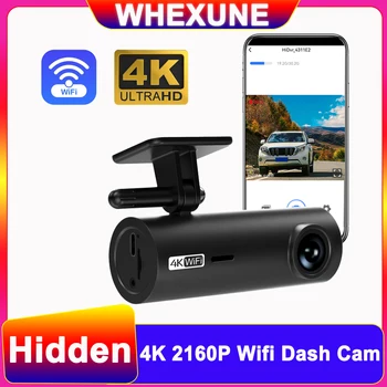 WHEXUNE 4K Автомобильный Видеомагнитофон С Голосовой подсказкой Dash Cam 3840*2160P WiFi Dashcam 1080P Автомобильный Видеорегистратор Ночного Видения 24-Часовая Циклическая Запись