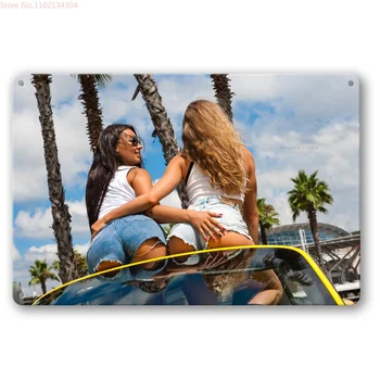 Автомобили и сексуальные узоры красоты - Металлический декор стен - Отличительные персонализированные сексуальные плакаты 20x30 см