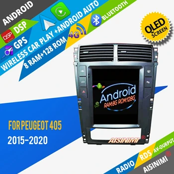 Автомобильный DVD-плеер AISINIMI Android 12 для PEUGEOT 405 2015-2020, автомобильный аудио gps для стереомонитора в стиле Tesla