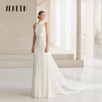 Атласное свадебное платье JEHETH A Line для женщин, сексуальное свадебное платье с открытой спиной, Элегантное Богемное платье принцессы, Vestidos De Novia