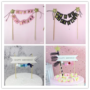 Баннер С днем рождения, Топпер для торта, топперы для кексов, флаг, баннер, украшение торта на 1-й день рождения, Детский душ, Свадьба для мальчиков и девочек