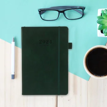 Блокнот со списком дел на 2024 год, ежедневник, офисный планировщик формата А5, расписание (зеленый-а5) 1шт