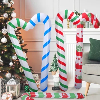 Большие надувные рождественские шары из ПВХ в виде леденцовой трости, Уличные леденцовые трости, декор для рождественских украшений 2024 Navidad