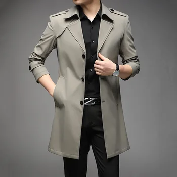Бренд Thoshine, весенне-осенние мужские тренчи, пальто высшего качества, мужская модная верхняя одежда, куртки, Длинные