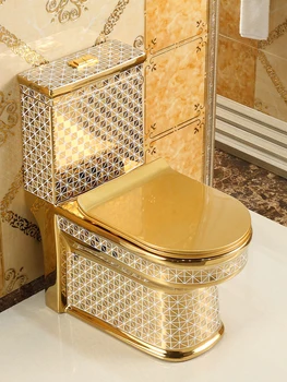 Бытовой золотой унитаз со сливом, унитаз super whirlpool, водосберегающий и защищенный от запаха, керамическое сиденье для унитаза