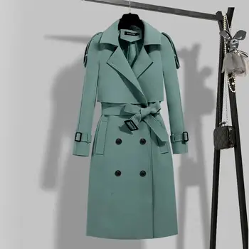 Ветровка женская осенняя одежда средней длины 2023 года, новое корейское женское весенне-осеннее пальто с приталенной талией