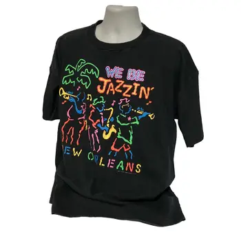 Винтажная черная футболка 1991 года New Orleans We Be Jazzin с джазовой музыкой 90-х годов 1990-х годов с длинными рукавами