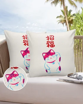 Водонепроницаемая наволочка с кошками в японском стиле, домашний диван, Офисная наволочка, Автомобильная наволочка, Домашний декор