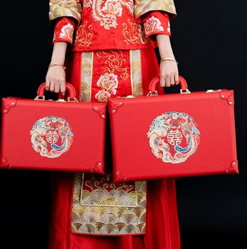 Высококачественная подарочная коробка, коробка для свадебного приданого, копилка для денег на приданое, красный конверт для помолвки за 10000 юаней