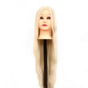 Голова куклы-манекена для причесок 80% Настоящие волосы Профессиональная головка для укладки волос Горячим утюжком для выпрямления, Обучающий салон-парикмахер