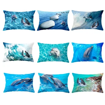 Декоративная наволочка с дельфином и океаном на талии, чехол для диванной подушки, украшение для автомобиля, офиса, дома