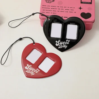 Держатель фотокарточки в форме сердечка, Двойной слот для карт, 2-дюймовый брелок для ключей, Подвесные чехлы для фотозащиты Idol, Канцелярские принадлежности INS