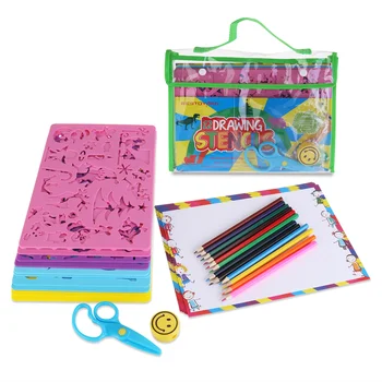 Детские Трафареты для рисования, Рождественские поделки, Принадлежности для рисования, Обучающий подарок для мальчиков Цветными карандашами, бумага для рисования