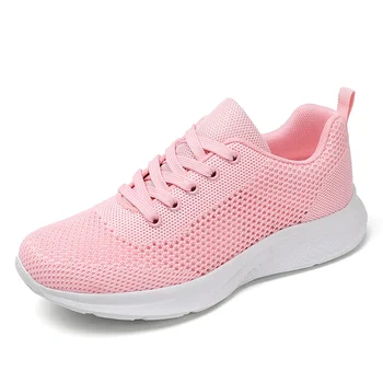 Женская спортивная обувь, повседневная дышащая обувь для тенниса, сетчатая обувь для летних кроссовок, Дышащие кроссовки для бега на шнуровке