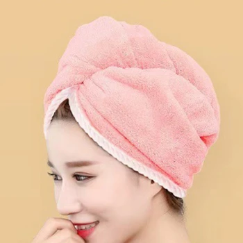Женская шапочка для сушки волос, Быстросохнущая двухслойная шапочка для полотенец, шапочка из микрофибры, однотонная шапочка для полотенец, Сверхпоглощающая шапочка для сухой ванны для волос