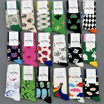 Женские носки средней длины Happy Socks, модный бренд HS Four Seasons, носки из чистого хлопка