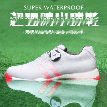 Женские туфли для гольфа PGM со съемными шипами, водонепроницаемые спортивные кроссовки с нескользящим ремешком на ручке, белая повседневная кожа из микрофибры XZ171