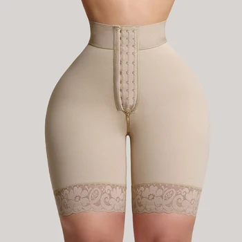 Женские эластичные шорты LMYLXL на плоской подошве с высокой талией, Колумбийская корректирующая одежда, подтягивающие бедра, корректирующие животик Брюки