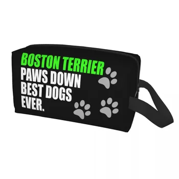 Изготовленная на заказ сумка для туалетных принадлежностей Бостонского терьера для женщин, с рисунком собаки, щенка, органайзер для косметики, коробка для хранения косметики для женщин