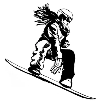 Индивидуальность 15,4 см * 16,2 см Интересная Девушка-Сноубордистка, наклейки для экстремальных видов спорта, Винил, Черный /Серебристый